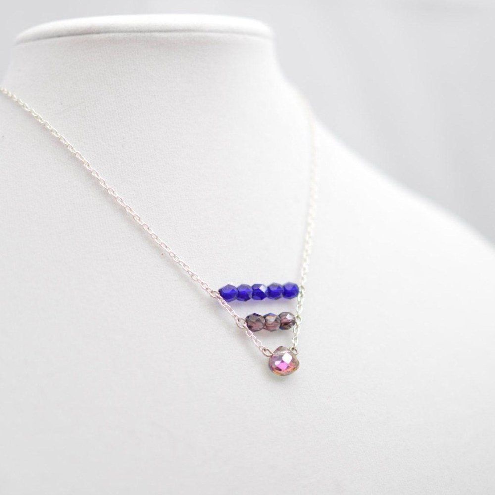 Beaded Silver Triple Bar Necklace